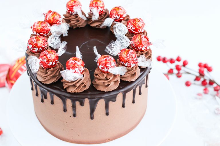 Drip chocolate cake with Lindt chocolate decoration