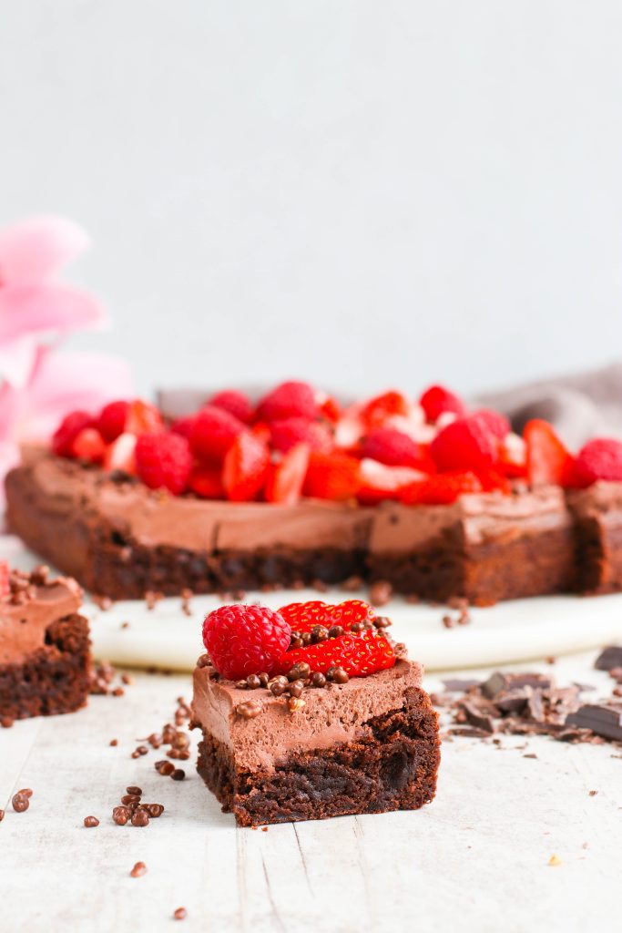 brownie með jarðarberjum