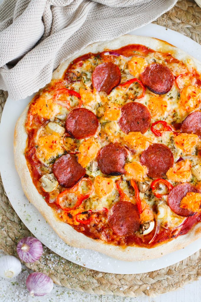 pizza með rjómaosti