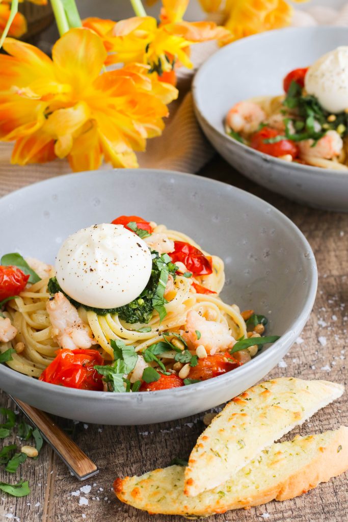 linguine pasta með burrata